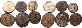 BYZANTINE EMPIRE. Various Rulers. 
Bronze/Lead 6 x ae/pb denominations, 6th-12th centuries AD. 
About Very Fine - Very Fine. 

Weight: 53.54 g.
C...