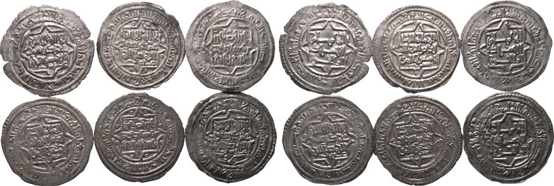 ISLAMIC. AYYUBID DYNASTY. 
Silver 6 x ar dirhams, AH 594-599. 
Lot of 6 AR Dir...