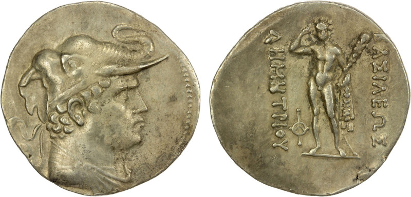 BACTRIA: Demetrios I Aniketos, ca. 200-180 BC, AR tetradrachm (16.28g), Bop-1F, ...