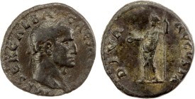 ROMAN EMPIRE: Galba, 68-69 AD, AR denarius (3.47g), Rome, RIC-186, laureate head right, [I]MP SER GALBA CAES[AR AVG] // Livia standing left, holding p...