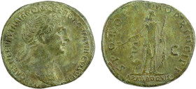 ROMAN EMPIRE: Trajan, 98-117 AD, AE sestertius (25.07g), Rome, 103-111 AD, RIC-466, laureate bust right, IMP CAES NERVAE TRAIANO AVG GER DAC P M TR P ...