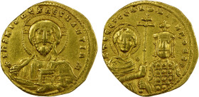 BYZANTINE EMPIRE: Nicephorus II Phocas, 963-969, AV solidus (4.05g), Constantinople, SB-1778, nimbate bust of Christ facing // nimbate Virgin Mary and...