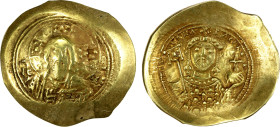 BYZANTINE EMPIRE: Michael VII Doukas, 1071-1078, AV histamenon nomisma (4.39g), Constantinople, S-1868, Christ Pantokrator // half-length bust of Mich...