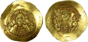 BYZANTINE EMPIRE: Michael VII Doukas, 1071-1078, AV histamenon nomisma (4.32g), Constantinople, S-1868, Christ Pantokrator // half-length bust of Mich...