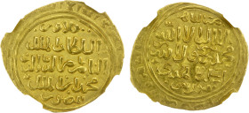 BAHRI MAMLUK: Muhammad I, 2nd reign, 1299-1309, AV dinar (4.31g), al-Qahira al-Mahrusa, DM, A-912, double circle on both sides; the mint name means "C...