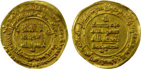 SAMANID: Nasr II, 914-943, AV dinar (4.24g), Nishapur, AH303, A-1449, very rare early date for Nishapur, which became very common later in Nasr's reig...