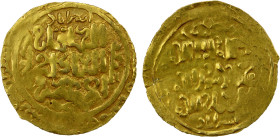 GREAT MONGOLS: temp. Ögedei, 1227-1241, AV dinar (2.78g), Astarabad, ND, A-3723A, legends al-khaqan / al-'adil / al-a'zam with the mint name above // ...