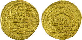 ILKHAN: Abu Sa'id, 1316-1335, AV dinar (4.46g), Qays, AH720, A-2198, mint name in obverse margin and below reverse, relatively good strike for this mi...