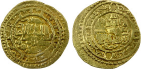 JALAYRIDS: temp. Shaykh Hasan, 1335-1356, AV dinar (2.04g), Basra, ND, A-B2294, type B, always anonymous: inner circle with crude "floral" pattern in ...