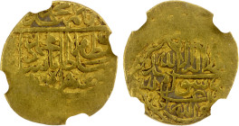SAFAVID: Muhammad Khudabandah, 1578-1588, AV ½ mithqal (2.32g), Herat, AH986, A-2617.1, type A, clear mint & date, about 15% flat strike; very rare mi...
