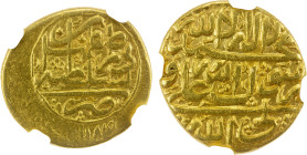 ZAND: Karim Khan, 1753-1779, AV ½ mohur (5.39g), Isfahan, AH1184, A-2789, type D, with the Shi'ite kalima instead of the Zand couplet, the only exampl...