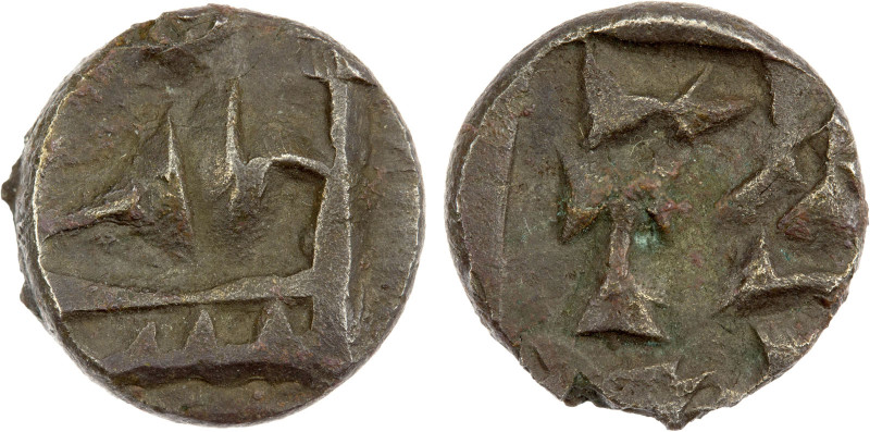 PANCHALA: Ranjah Vijayamitra, ca. 220 AD, AE ½ karshapana (1.52g), K. Singh, in ...