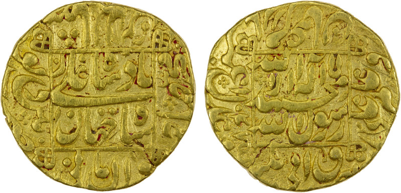 MUGHAL: Shah Jahan I, 1628-1658, AV mohur (10.87g), Pattan Deo, AH1047 year 10, ...