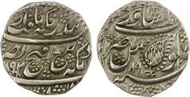 SIKH EMPIRE: AR rupee (8.50g), Peshawar, VS1892//1892, KM-98.2, Herrli-13.02.04, struck to the second weight standard, reduced from the first standard...