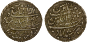 BENGAL PRESIDENCY: AR rupee (11.64g), Murshidabad, AH1202 year 19, Stv-5.5, the dot in the center of the middle group of pellets below the word fadl o...