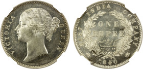 BRITISH INDIA: Victoria, Queen, 1837-1876, AR rupee, 1840(b&c), KM-458.2, divided legend, W.W. on truncation, large diamonds; a brilliant lustrous exa...
