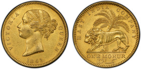 BRITISH INDIA: Victoria, Queen, 1837-1876, AV mohur, 1841(c), KM-462, S&W-3.7, Prid-22, East India Company issue, large date, number "4" without serif...