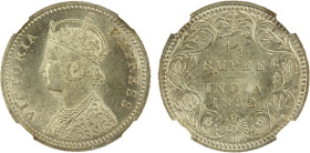 BRITISH INDIA: Victoria, Empress. 1876-1901, AR ¼ rupee, 1882-C, KM-490, S&W-6.264, NGC graded MS63.

Estimate: USD 200 - 250