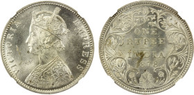 BRITISH INDIA: Victoria, Empress, 1876-1901, AR rupee, 1878(b), KM-492, S&W-6.40, type A3/2, wonderful mint state example, NGC graded MS63.

Estimat...