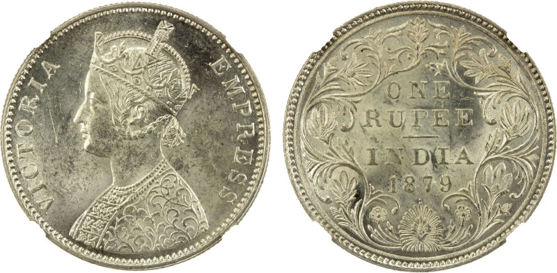 BRITISH INDIA: Victoria, Empress, 1876-1901, AR rupee, 1879(b), KM-492, S&W-6.49...