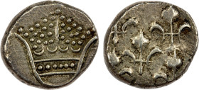 FRENCH INDIA: PONDICHÉRY: AR fanon (1.50g), ND, KM-44, Lec-26, crown // 5 fleurs-de-lis; struck during the reign of Louis XV (1715-1774), bold EF, R, ...