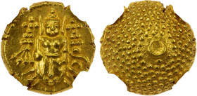 FRENCH INDIA: PONDICHÉRY: AV pagoda, ND (1715-1774), KM-50, Lec-32, Vishnu standing, ornaments to left and right // crescent (moon) in center, pellet ...