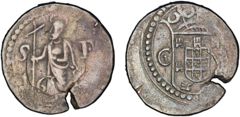 PORTUGUESE INDIA: GOA: Filipe III, 1621-1640, AR 2 tanga, 16xx, KM-66, crowned a...