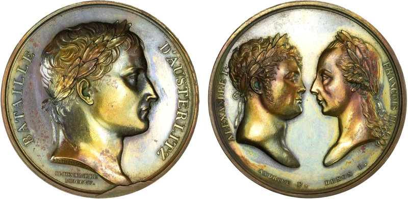 FRANCE: Napoleon I, as Emperor, 1804-1814, 1815, AE medal (37.66g), 1805 (later ...