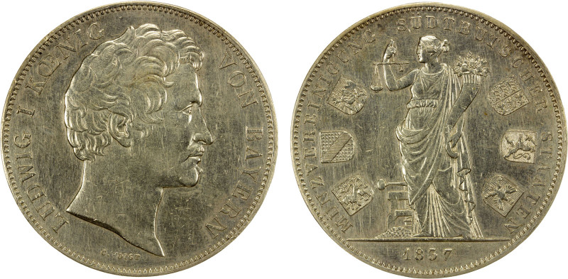 BAVARIA: Ludwig I, 1825-1848, AR 2 thaler, 1838, KM-792, commemorative type for ...