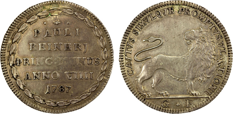 VENICE: Paolo Renier, 1779-1789, AR osella, 1787 year 8, Paol-270, mintmaster GF...