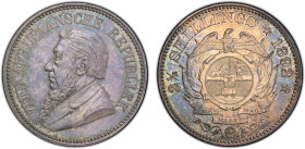 SOUTH AFRICA: Zuid-Afrikaansche Republiek, AR 2½ shillings, 1892, KM-7, an attractive toned proof example, PCGS graded Proof 62.

Estimate: USD 200 ...