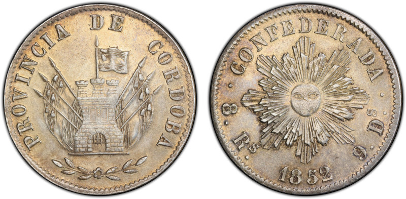 ARGENTINA: Córdoba Province, AR 8 reales, 1852, KM-32, Janson-63.1.3, lightly cl...