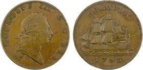 BERMUDA: George III, 1760-1820, AE ½ penny, 1793, KM-5, lovely chocolate brown, About EF, ex Almer H. Orr III Collection.

Estimate: USD 150 - 250