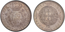 BRAZIL: João VI, 1816-1822, AR 960 reis, 1820-R, KM-326.1, overstruck on British Honduras host with incuse crowned block letter "GR" countermark on Me...