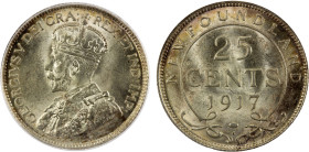 NEWFOUNDLAND: George V, 1910-1936, AR 25 cents, 1917-C, KM-17, ANACS graded MS63.

Estimate: USD 150 - 250