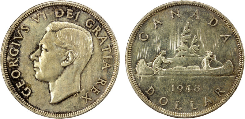 CANADA: George VI, 1936-1952, AR dollar, 1948, KM-46, light obverse scratch, key...