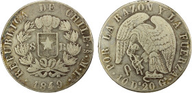 CHILE: Republic, AR 8 reales, 1849-So, KM-96.2, assayer ML, About VF, ex Almer H. Orr III Collection.

Estimate: USD 200 - 400