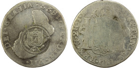 EL SALVADOR: Republic, AR 2 reales, ND (1868), type V countermark with radiant Liberty cap on 1822 GoJM Guanajuato 2 reales (KM-93.3), unlisted in KM,...