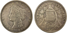 GUATEMALA: Republic, AR peso, 1882, KM-208, Guatemala City Mint, EF, ex Almer H. Orr III Collection.

Estimate: USD 150 - 250