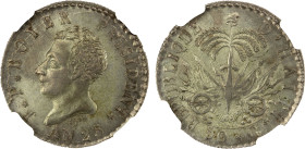 HAITI: Republic, AR 50 centimes, year 25 (1828), KM-20, bust of President J. P. Boyer left, pleasing example with satiny luster, top pop at NGC (3/0),...