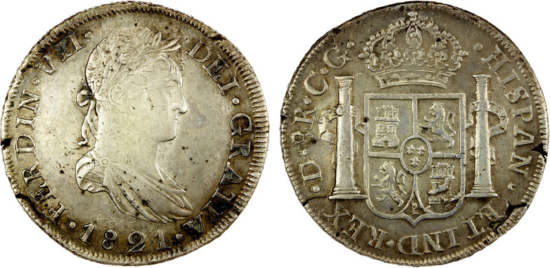 MEXICO: Fernando VII, 1808-1833, AR 8 reales, 1821-Do, KM-111.2, assayer CG, War...