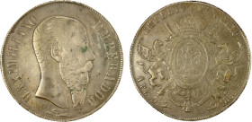MEXICO: Maximiliano, 1864-1867, AR peso, 1867-Pi, KM-388.2, San Luis Potosi Mint, small scratch in obverse field, VF, ex Almer H. Orr III Collection....