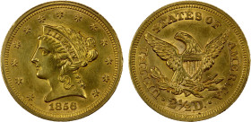 UNITED STATES: AV 2½ dollars, 1856, KM-72, lightly wiped, Red Book estimates 1,100 to 1,650 examples exist in all grades, AU, S.

Estimate: USD 450 ...