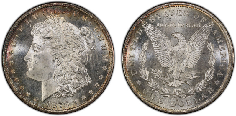 UNITED STATES: AR dollar, 1879-S, KM-110, Morgan type, a fantastic lustrous exam...