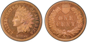 UNITED STATES: AE cent, 1880, KM-90a, Indian Head type, a superb proof quality example! PCGS graded Proof 65 RB.

Estimate: USD 600 - 700