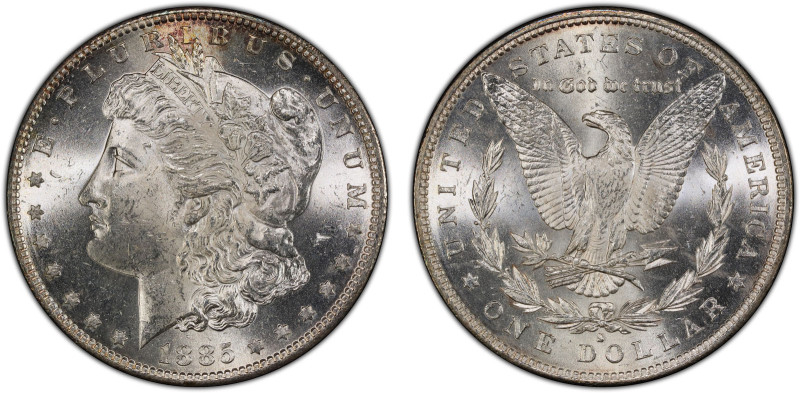 UNITED STATES: AR dollar, 1885-S, KM-110, Morgan type, an attractive mint state ...