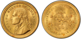 UNITED STATES: AV dollar, 1903, KM-119, 100th Anniversary of the Louisiana Purchase, bust of Thomas Jefferson left, a superb mint state example with o...