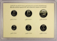 KUWAIT: Jabir ibn Ahmad, 1977-2006, 6-coin proof set, 1987/AH1407, KM-PS3, SET of off-metal proof strikes in sterling silver, including 1, 5, 10, 20, ...