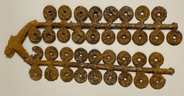 NORTHERN SONG: Zhi He, 1054-1055, iron cash money tree, H-16.143, 36 cast iron cash coins marked zhi he zhong bao on double branched tree, one break i...