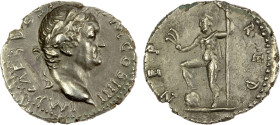 ROMAN EMPIRE: Vespasian, 69-79 AD, AR denarius (3.42g), 72-73 AD, RIC-358, laureate head right, IMP CAES VESP AVG P M COS IIII // Neptune standing lef...